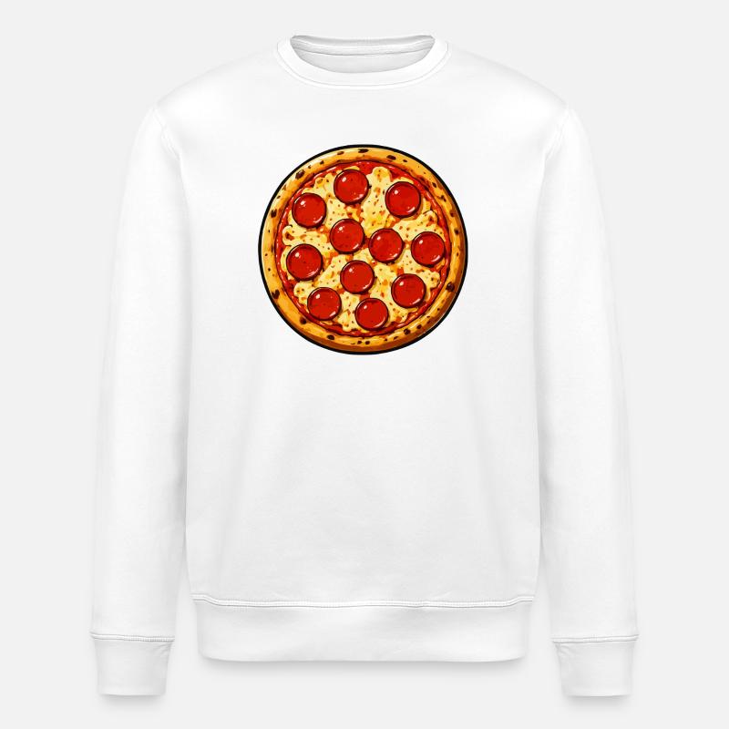Pepperoni Pizza Illustration Comic Style - Stanley/Stella ROLLER Unisex Organic Sweatshirt - white