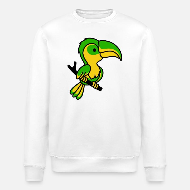 Neon-Tukan in Grün-Gelb - Stanley/Stella Unisex Bio-Sweatshirt ROLLER - Weiß