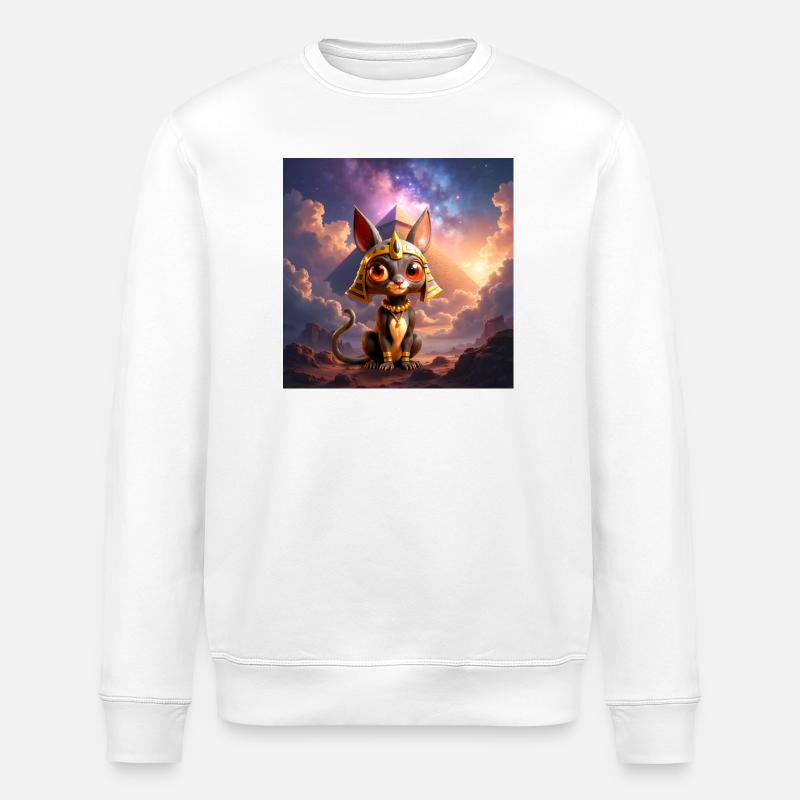 Pharao-Katze vor der Pyramide - Stanley/Stella Unisex Bio-Sweatshirt ROLLER - Weiß