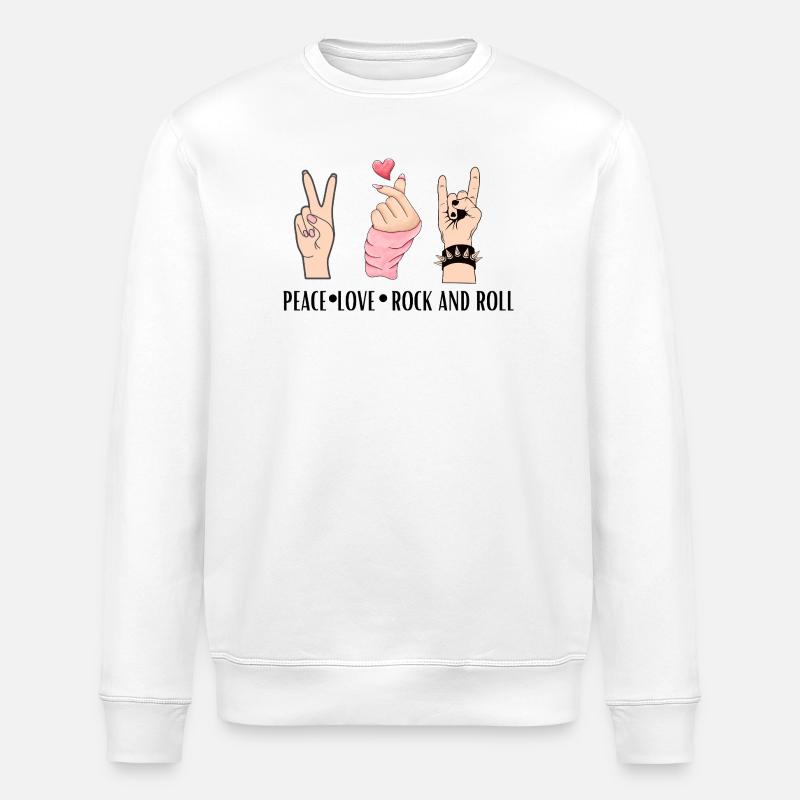 Peace Love Rock And Roll - Stanley/Stella ROLLER Unisex Organic Sweatshirt - white