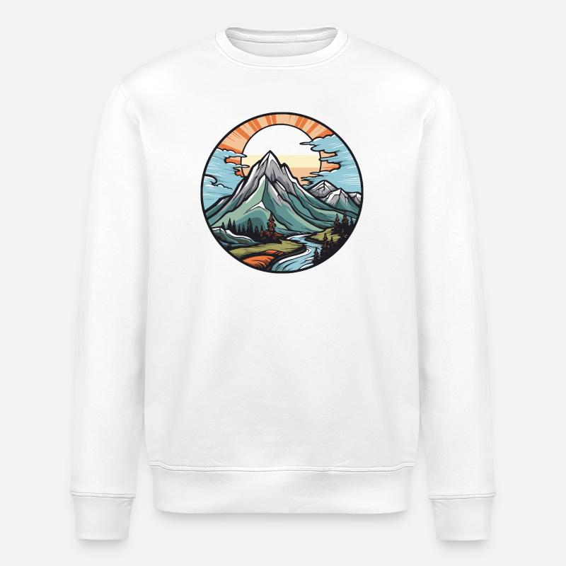 Berge Landschaft - Stanley/Stella Unisex Bio-Sweatshirt ROLLER - Weiß