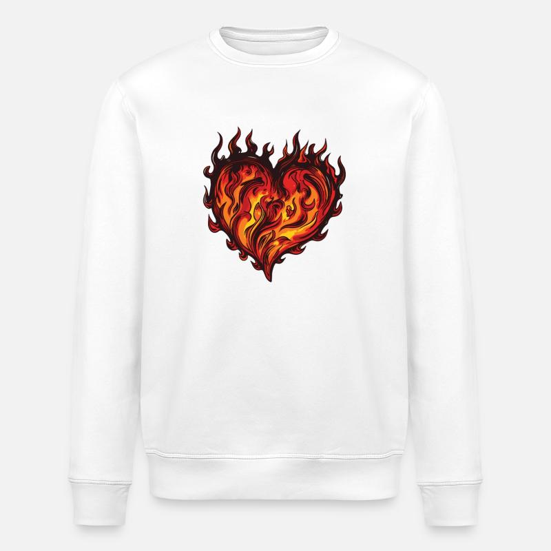 Herz Flamme - Stanley/Stella Unisex Bio-Sweatshirt ROLLER - Weiß