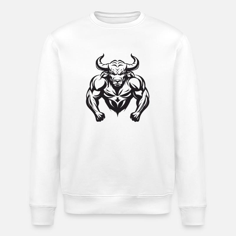 Bull Taurus Bodybuilding - Stanley/Stella ROLLER Unisex Organic Sweatshirt - white