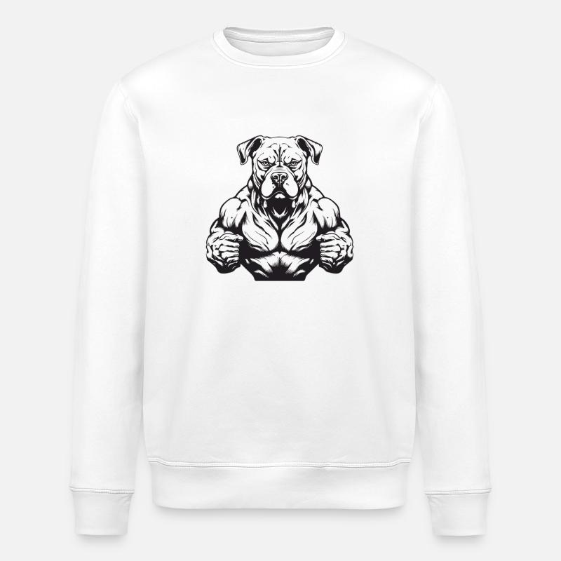 Dog Beast Muscles - Stanley/Stella ROLLER Unisex Organic Sweatshirt - white