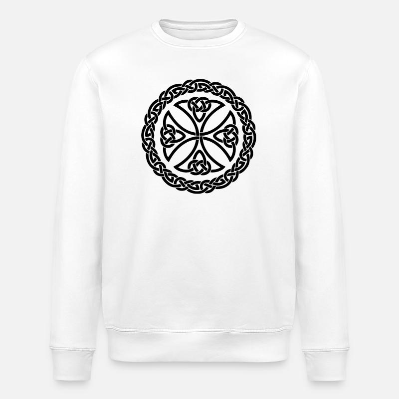 Circular Celtic Knot Emblem - Stanley/Stella ROLLER Unisex Organic Sweatshirt - white