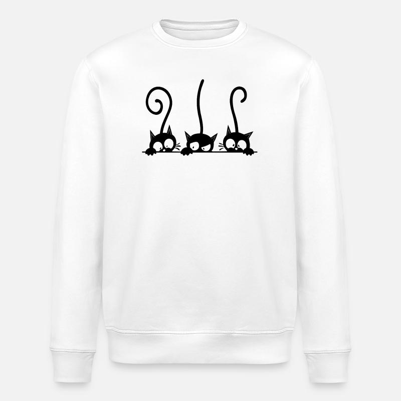 Trois chats noirs curieux - Sweat bio ROLLER Stanley/Stella Unisexe - blanc