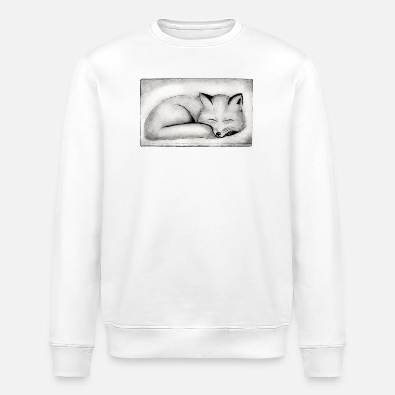 Schlafender Fuchs - handgeschnitzte Druckvorlage - Stanley/Stella Unisex Bio-Sweatshirt ROLLER - Weiß