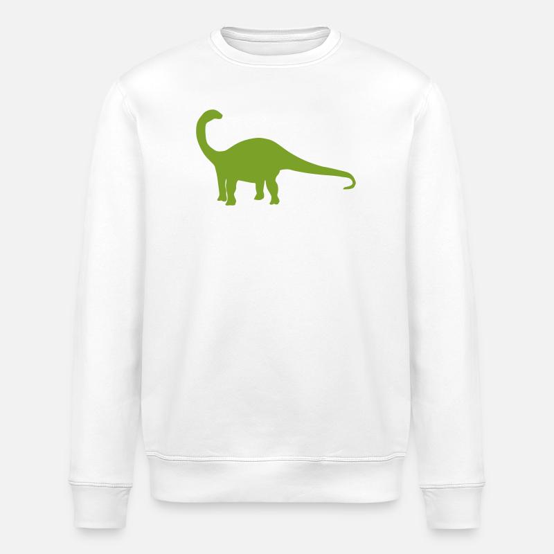 Dinosaur Silhouette Green - Stanley/Stella ROLLER Unisex Organic Sweatshirt - white