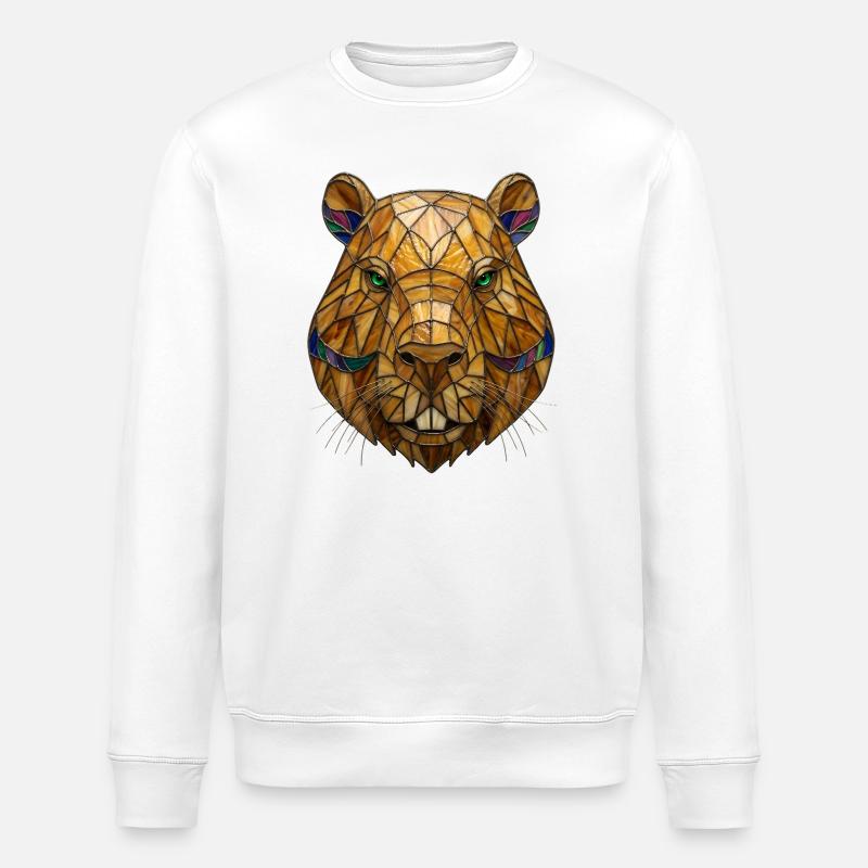 Vitraux Capybara Portrait en mosaïque - Sweat bio ROLLER Stanley/Stella Unisexe - blanc