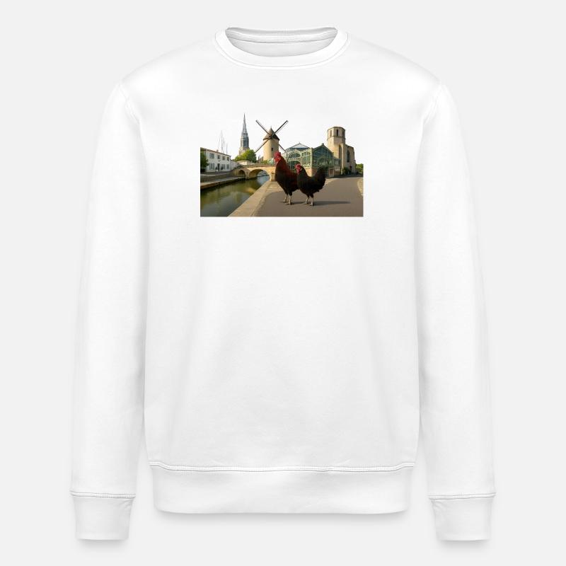 Marans, Stadthähne an der Mühle - Stanley/Stella Unisex Bio-Sweatshirt ROLLER - Weiß