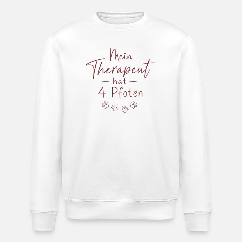 Mein Therapeut hat Vier Pfoten - Stanley/Stella Unisex Bio-Sweatshirt ROLLER - Weiß
