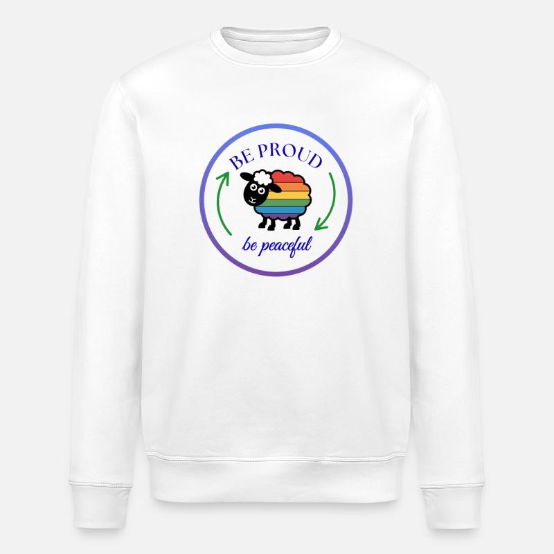 Pride Regenbogen-Schaf: Stolz und Friedlich - Stanley/Stella Unisex Bio-Sweatshirt ROLLER - Weiß