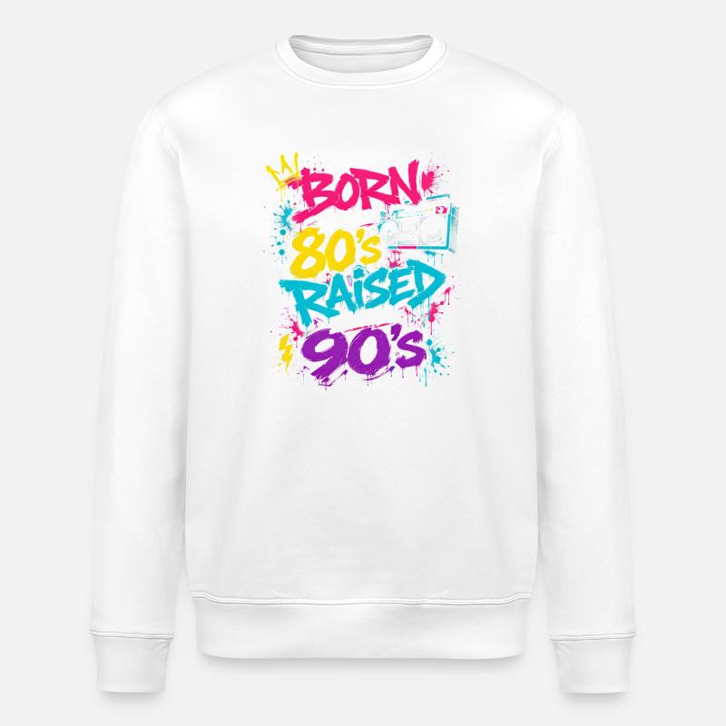 80er Boombox Neon Graffiti - Stanley/Stella Unisex Bio-Sweatshirt ROLLER - Weiß