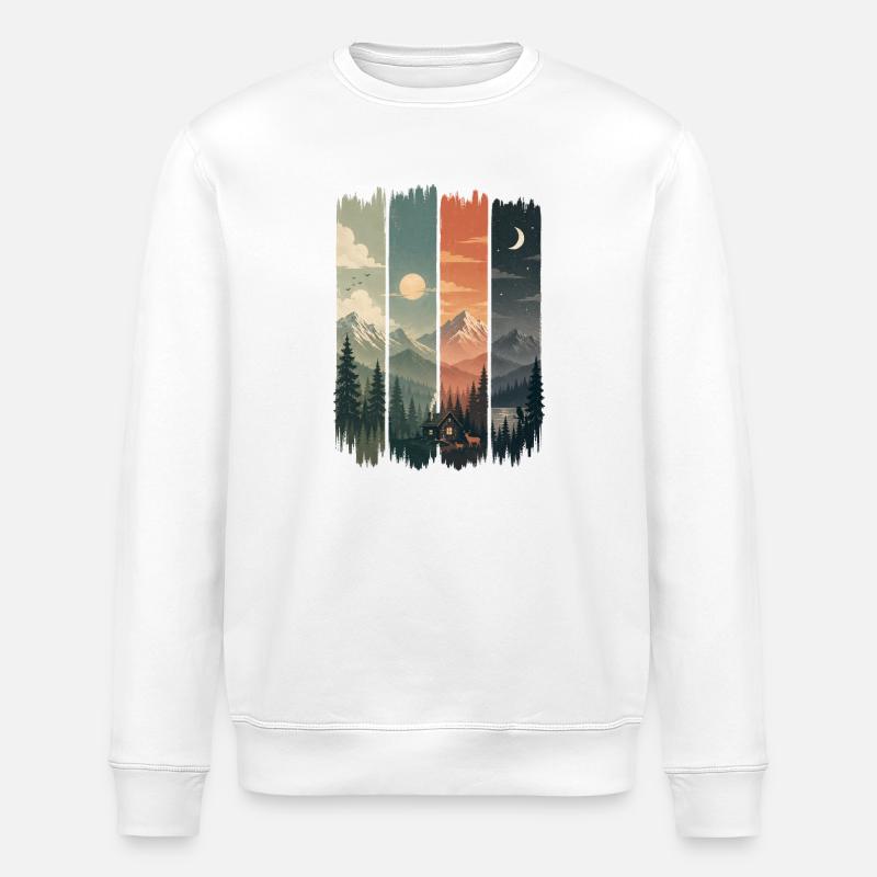 Sylvan signs: mountains and huts - Stanley/Stella ROLLER Unisex Organic Sweatshirt - white