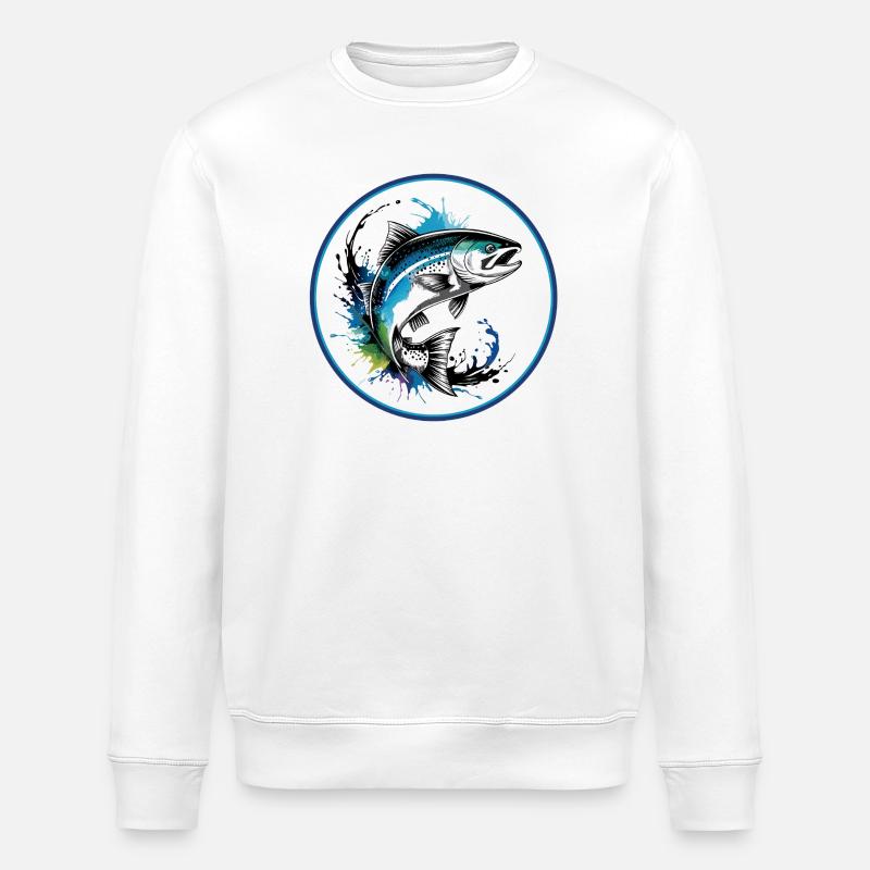 Saumon sauteur - Sweat bio ROLLER Stanley/Stella Unisexe - blanc