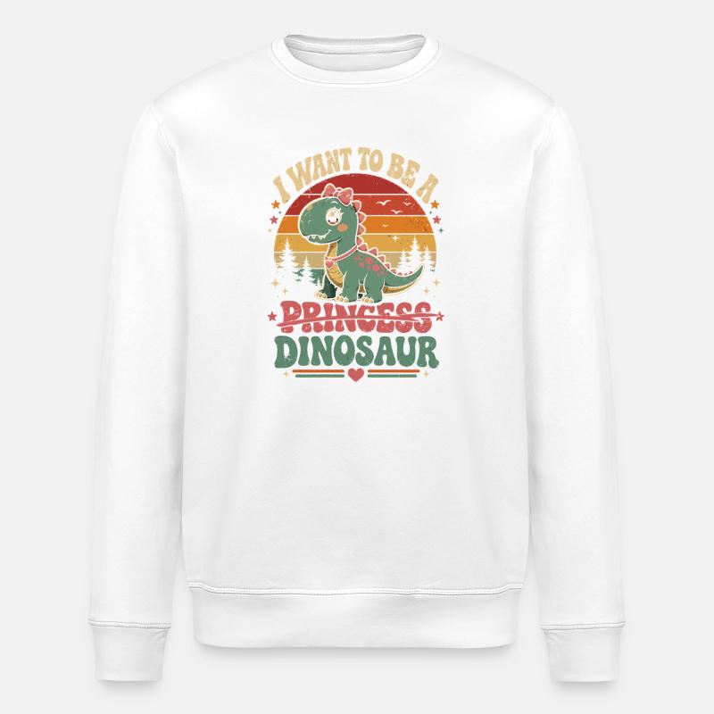 Prinzessin Dino Retrosunset - Stanley/Stella Unisex Bio-Sweatshirt ROLLER - Weiß