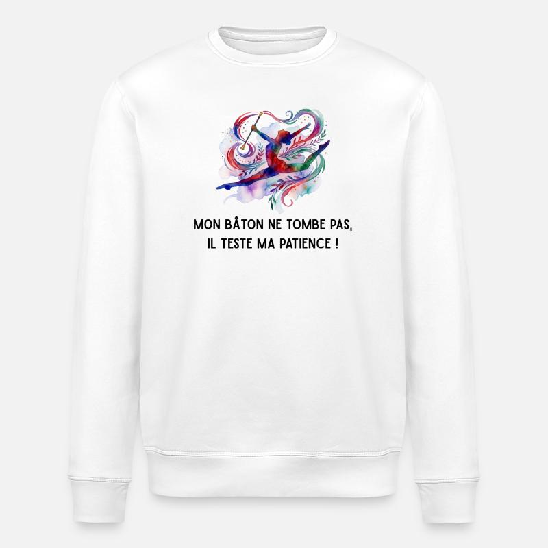 Mon_bton_ne_tombe_pas-_il_teste_ma_patience_- - Sweat bio ROLLER Stanley/Stella Unisexe - blanc