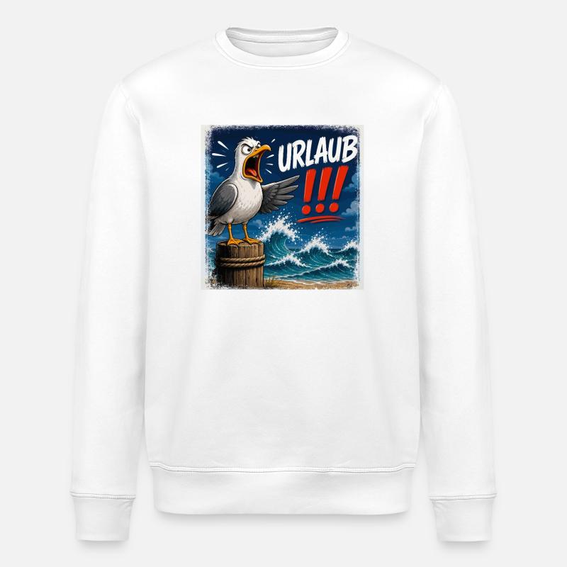 Urlaub!!! Sturm am Meer - Stanley/Stella Unisex Bio-Sweatshirt ROLLER - Weiß