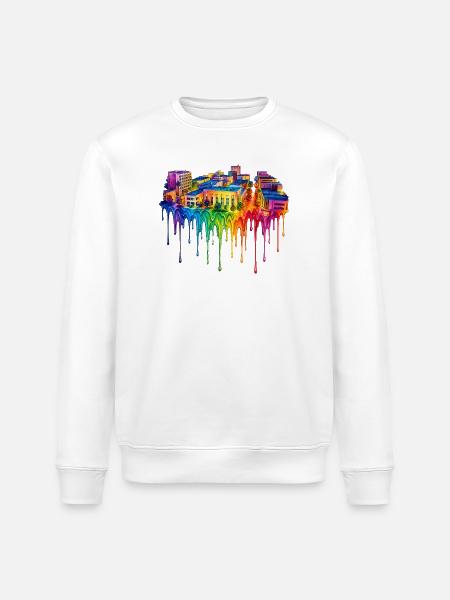 Bakersfield California Dripping Paint - Stanley/Stella ROLLER Unisex Organic Sweatshirt - white