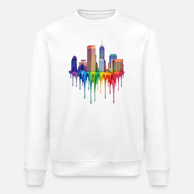 Indianapolis Indiana Dripping Paint - Stanley/Stella ROLLER Unisex Organic Sweatshirt - white