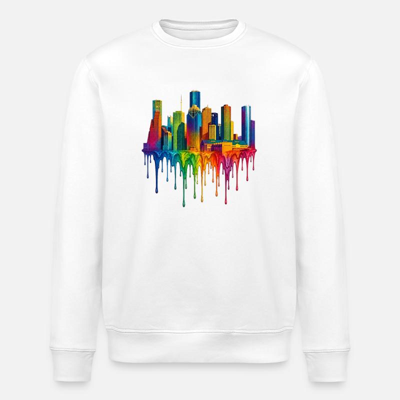 Houston, Texas – Tropfende Farbe - Stanley/Stella Unisex Bio-Sweatshirt ROLLER - Weiß