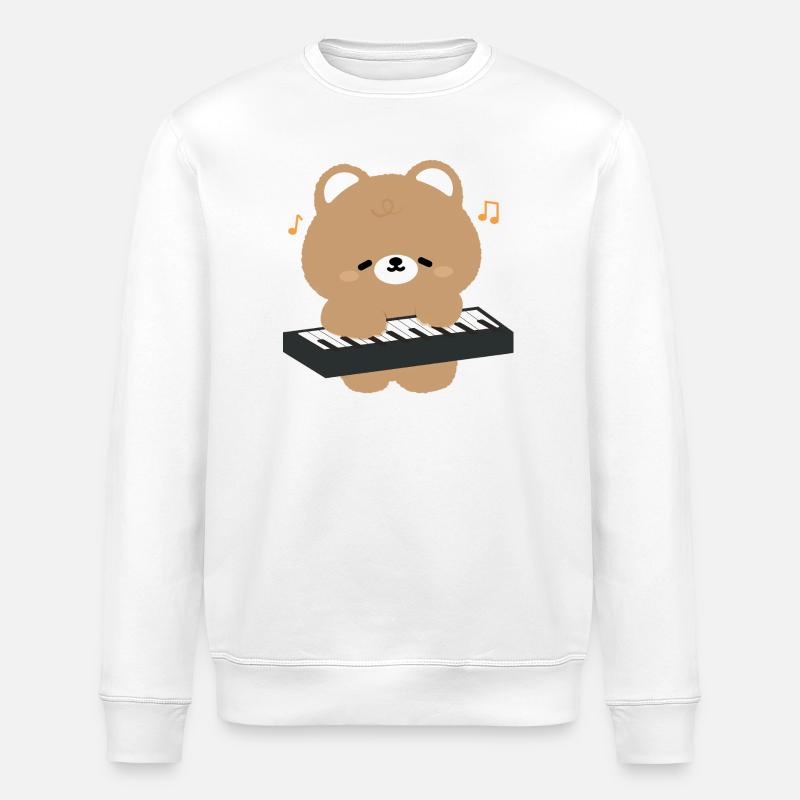 Bear Pianist Serenade - Stanley/Stella ROLLER Unisex Organic Sweatshirt - white