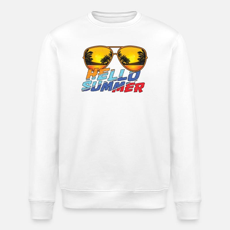 Hello Summer Sonnenbrillen Vibes - Stanley/Stella Unisex Bio-Sweatshirt ROLLER - Weiß