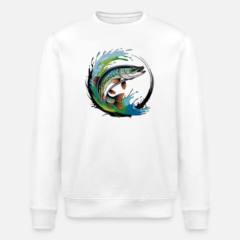 Hecht Angeln - Stanley/Stella Unisex Bio-Sweatshirt ROLLER - Weiß