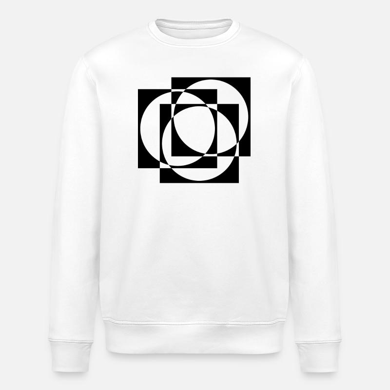 Motif géométrique de cercles et carrés - Sweat bio ROLLER Stanley/Stella Unisexe - blanc