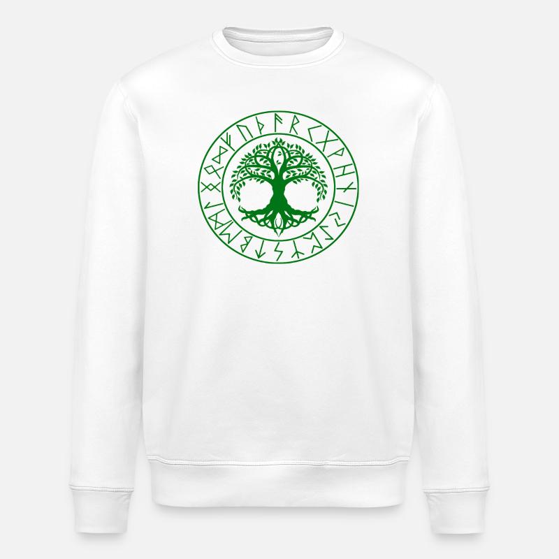 Viking Tree Celtic Knot - Stanley/Stella ROLLER Unisex Organic Sweatshirt - white