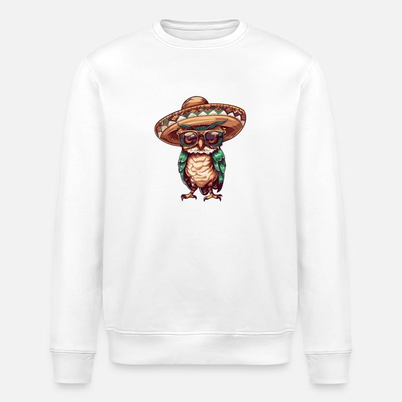 Owl Funny Sombrero - Stanley/Stella ROLLER Unisex Organic Sweatshirt - white