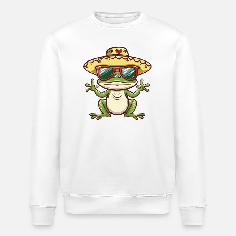 Frog Funny Sombrero - Stanley/Stella ROLLER Unisex Organic Sweatshirt - white