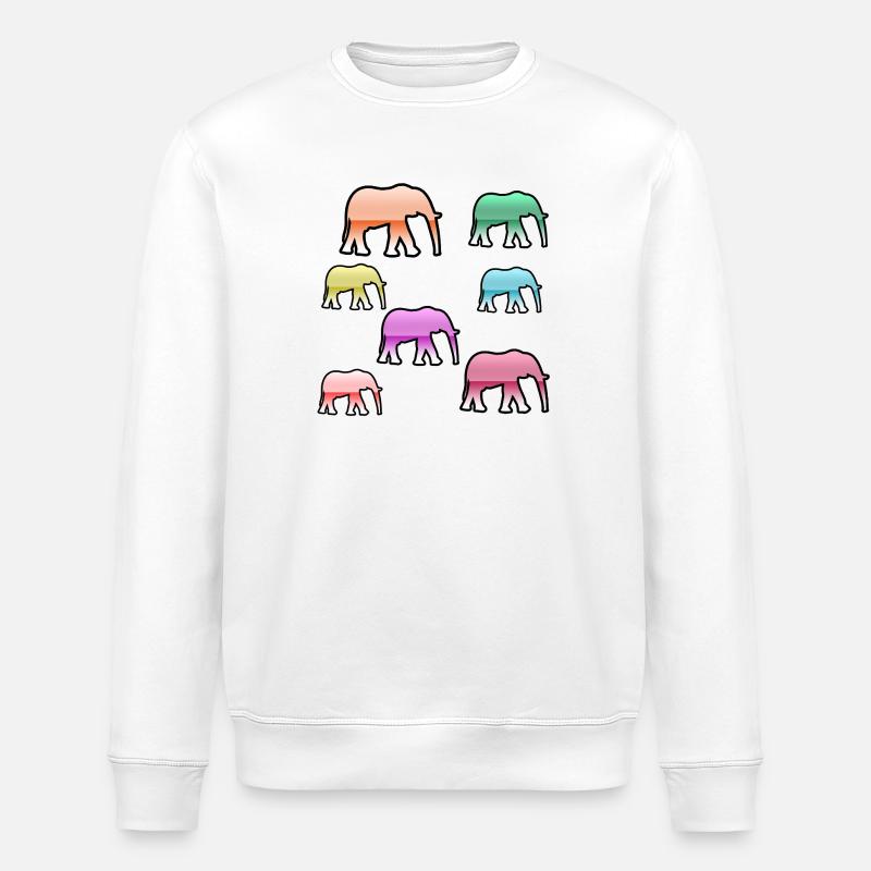 Elephants - Stanley/Stella ROLLER Unisex Organic Sweatshirt - white