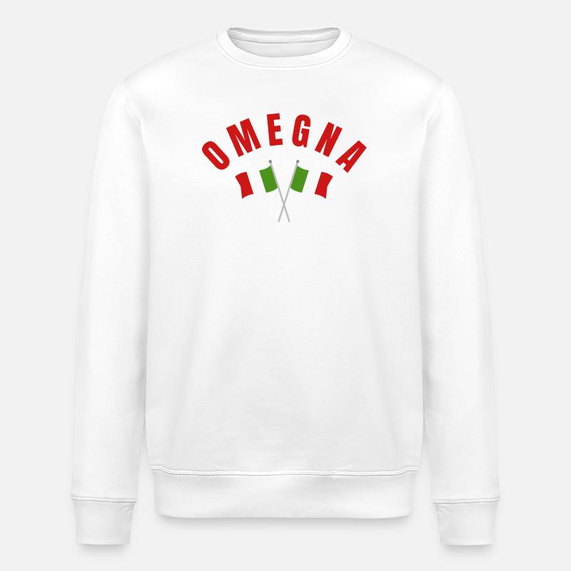 Omegna Italian Flags Emblem - Stanley/Stella ROLLER Unisex Organic Sweatshirt - white