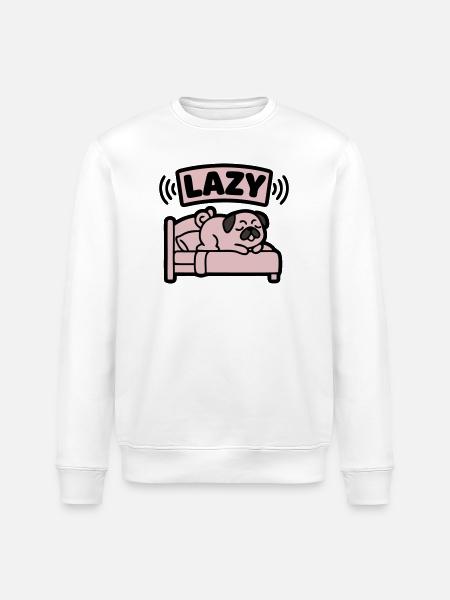 Lazy Pug Dog Bed Introvert - Stanley/Stella ROLLER Unisex Organic Sweatshirt - white