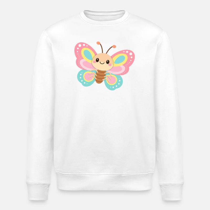 Pastel Butterfly - Stanley/Stella ROLLER Unisex Organic Sweatshirt - white