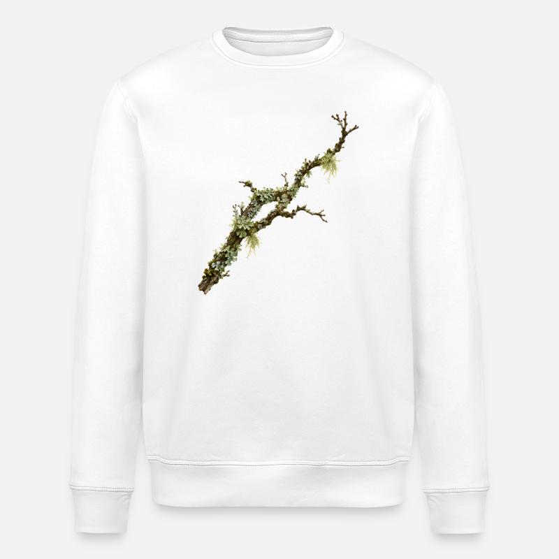 Lichen Branch Forest Nature Design - Stanley/Stella ROLLER Unisex Organic Sweatshirt - white