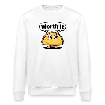 Ausdrucksstarke Taco-Katze – sogar "Worth It" - Stanley/Stella Unisex Bio-Sweatshirt ROLLER - Weiß - Vorne - Nik (191cm)