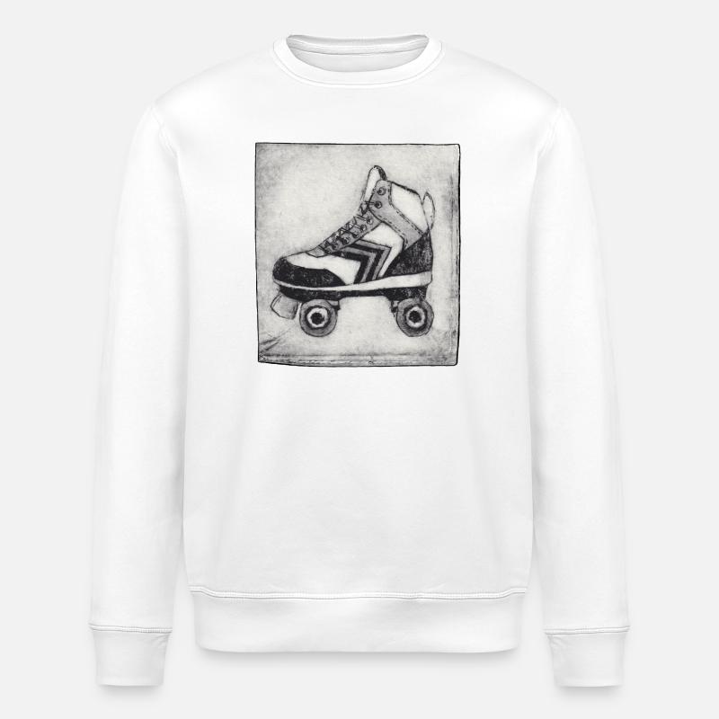Retro Roller Skate - Hand Carved Printable - Stanley/Stella ROLLER Unisex Organic Sweatshirt - white