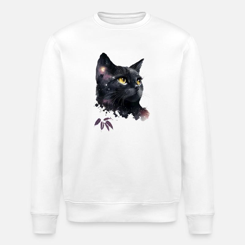 Galactic Cat in the Night - Stanley/Stella ROLLER Unisex Organic Sweatshirt - white