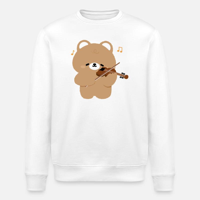 Bear Violinist Charme - Stanley/Stella Unisex Bio-Sweatshirt ROLLER - Weiß