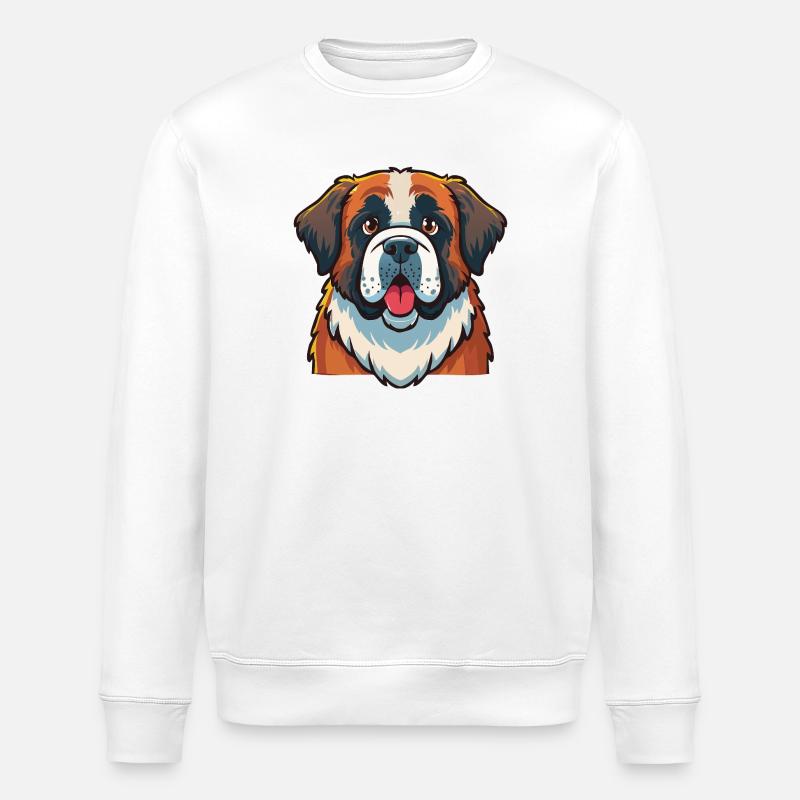 St. Bernard (portrait/comic) - Stanley/Stella ROLLER Unisex Organic Sweatshirt - white