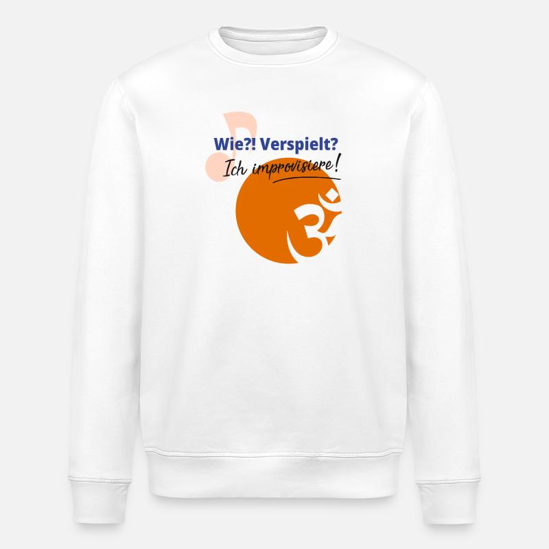 T-Shirt Design „Ich improvisiere!“ - Stanley/Stella Unisex Bio-Sweatshirt ROLLER - Weiß