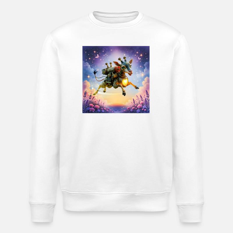 Girafe fusée avec cœur - Sweat bio ROLLER Stanley/Stella Unisexe - blanc