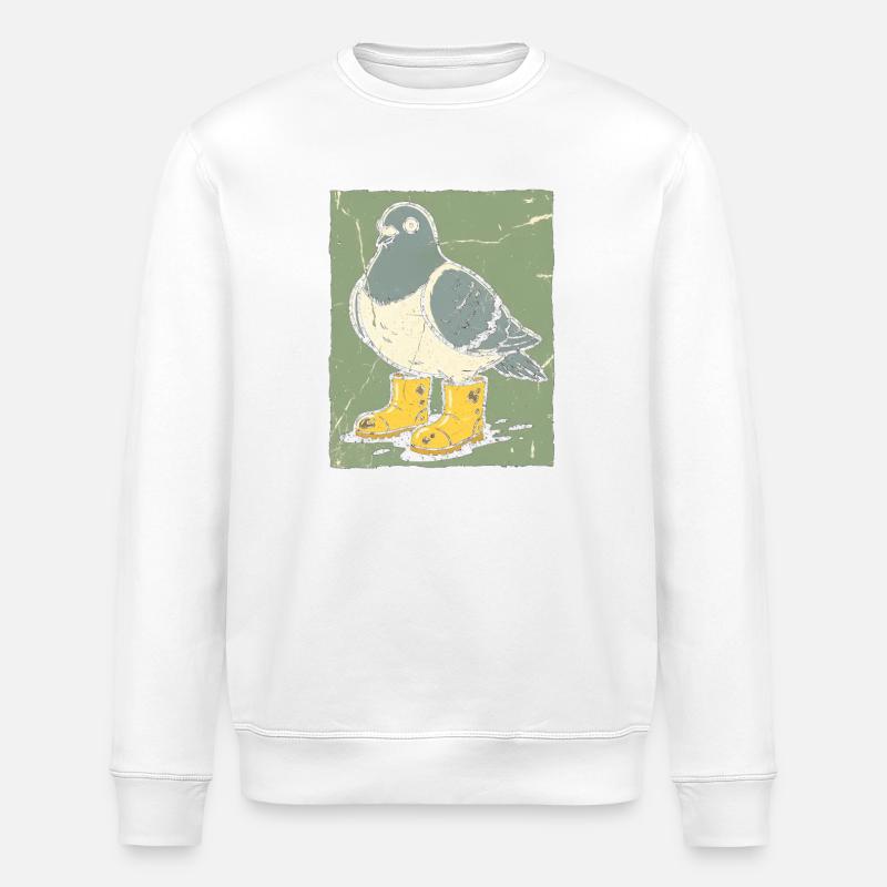 Taube mit Gelben Stiefeln - Stanley/Stella Unisex Bio-Sweatshirt ROLLER - Weiß