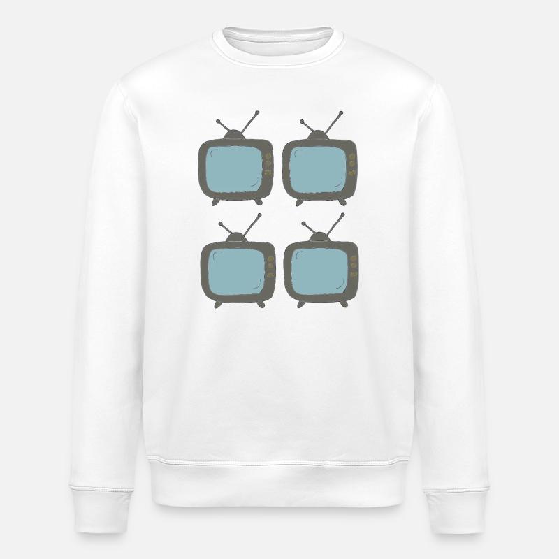fernseher_4fach - Stanley/Stella ROLLER Unisex Organic Sweatshirt - white
