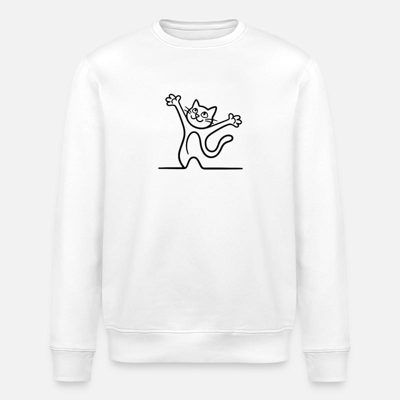 Chat Stretching - Ultra Mignon & Zen - Sweat bio ROLLER Stanley/Stella Unisexe - blanc