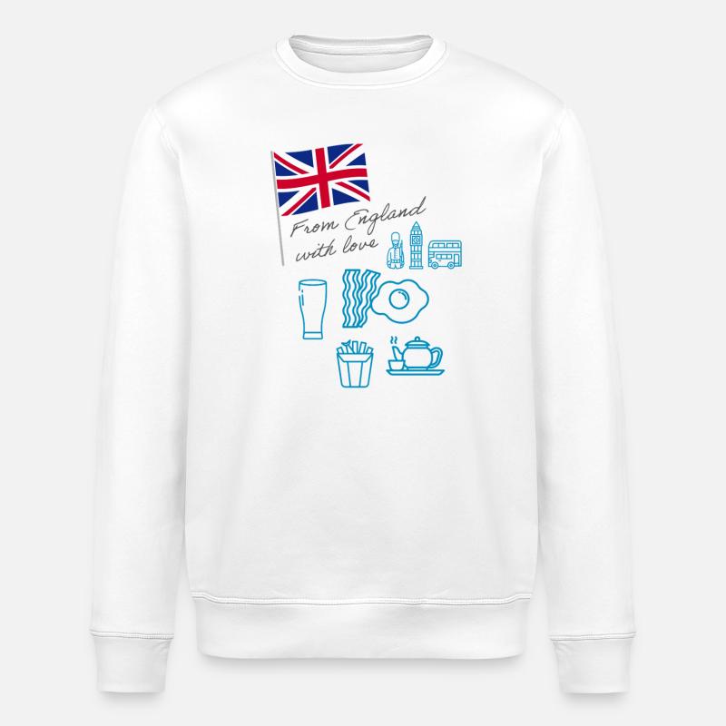 EXANGLIA (Blue + Grey Text) - Stanley/Stella ROLLER Unisex Organic Sweatshirt - white