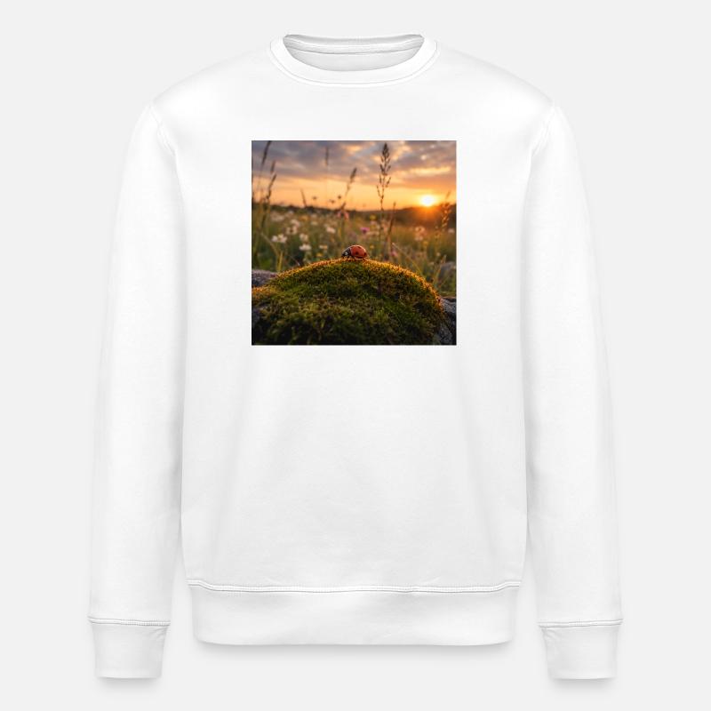 Ladybug in sunset and moss - Stanley/Stella ROLLER Unisex Organic Sweatshirt - white