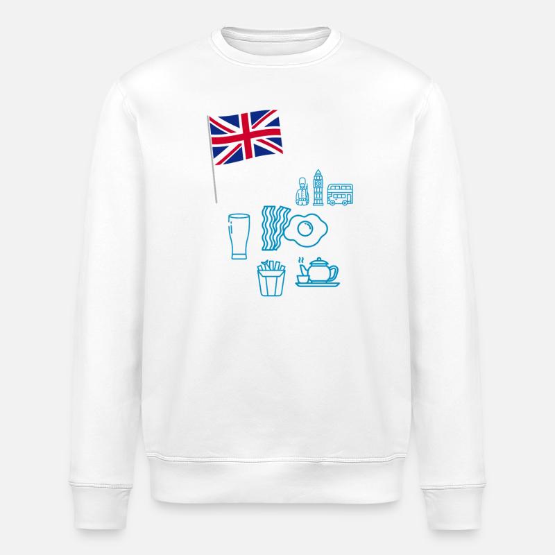 EXANGLIA (Blue + White Text) - Stanley/Stella ROLLER Unisex Organic Sweatshirt - white